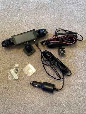 Dual Lens Car Dash Camera with LCD Screen - Black